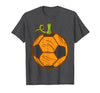 Halloween Shirts For Women Men Kids Boys Girls Halloween Soccer Ball Pumpkin Football Costume Boys Kids Men T-Shirt - Dark