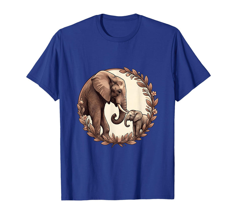 Mademark Elephant Mom and Baby Trunk Touch Pregnancy Tee T-Shirt - Men - Royal Blue