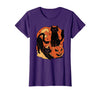 Halloween scary black cat Vintage Scary Halloween Black Cats and Pumpkin T-Shirt - Purple