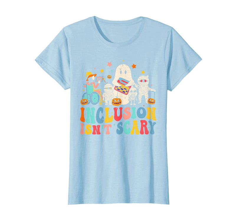 Inclusion Matters Tees Halloween Sped Teacher Kids Inclusion Isn't Scary Ghost Mummy Halloween SLP Sped Teacher T-Shirt -