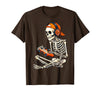 Halloween Skeleton Shirts for Gamers Men Boys Kids Halloween Skeleton Gamer Video Gaming Boys Men Kids Funny T-Shirt - Brown