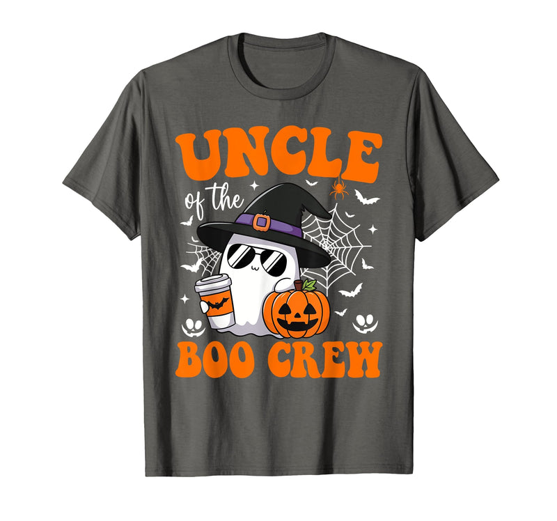 Halloween Family Matching Costume Boo Ghost Tee. Uncle Boo Crew Groovy Ghost Matching Family Halloween T-Shirt - Asphalt Grey