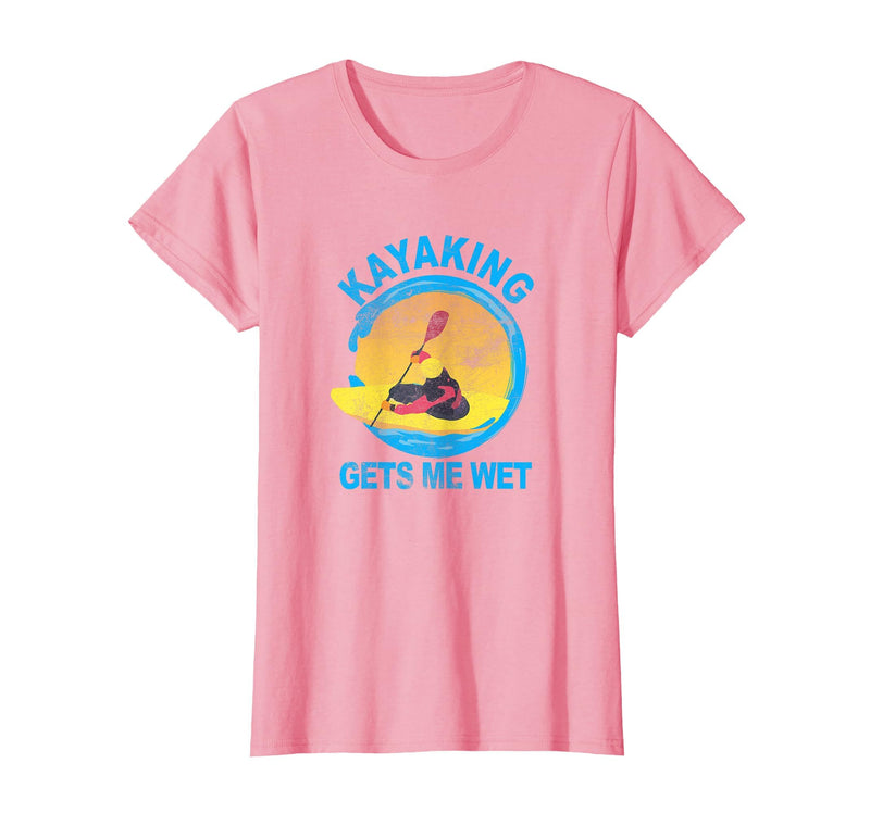 Groundhog Tees Kayaking Gets Me Wet Halloween Funny T-Shirt T-Shirt - Pink