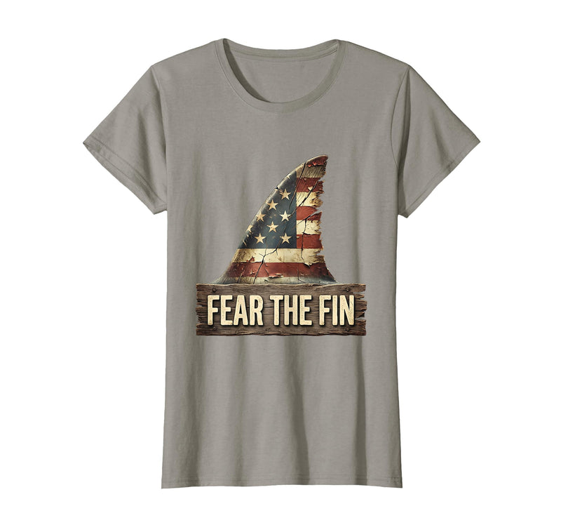 Mademark Fear the Fin Shark Graphic Design T-Shirt - Slate Grey
