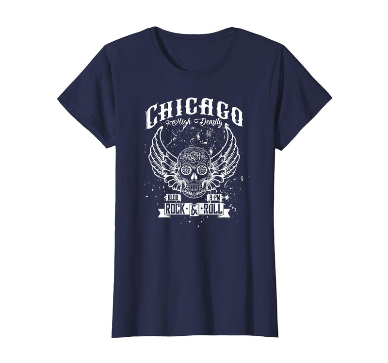 Camelot71 Chicago Classic Retro Vintage Illinois Windy Rock'n'Roll T-Shirt - Navy Blue