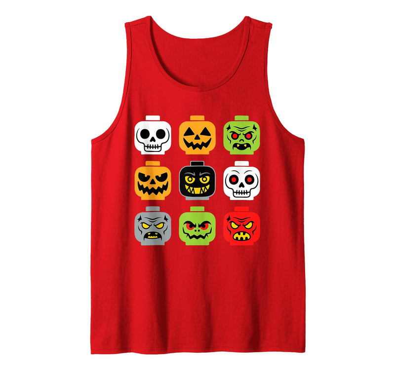 Halloween Building Brick Head Shirts Halloween Building Brick Head Shirt Adult Men Kids Youth Boy Tank Top - Red