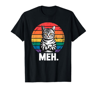 SarcastiCat Vintage Funny Meh Cat Face Expression Sarcastic Feline T-Shirt