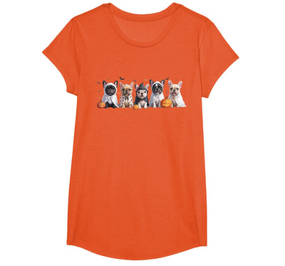 Funny Ghost Dog Halloween Girls Kids Cute French Bulldog Halloween Costume Frenchie Dog Ghost T-Shirt