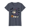 Witch Schnauzer Dog Halloween Outfits Schnauzer Dog Scary Pumpkin Bat Witch Schnauzer Halloween T-Shirt - Heather Blue