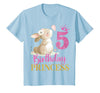 Kids 5th Birthday Rabbit Princess Girl Bunny 5 Years Old T-Shirt in Baby Blue