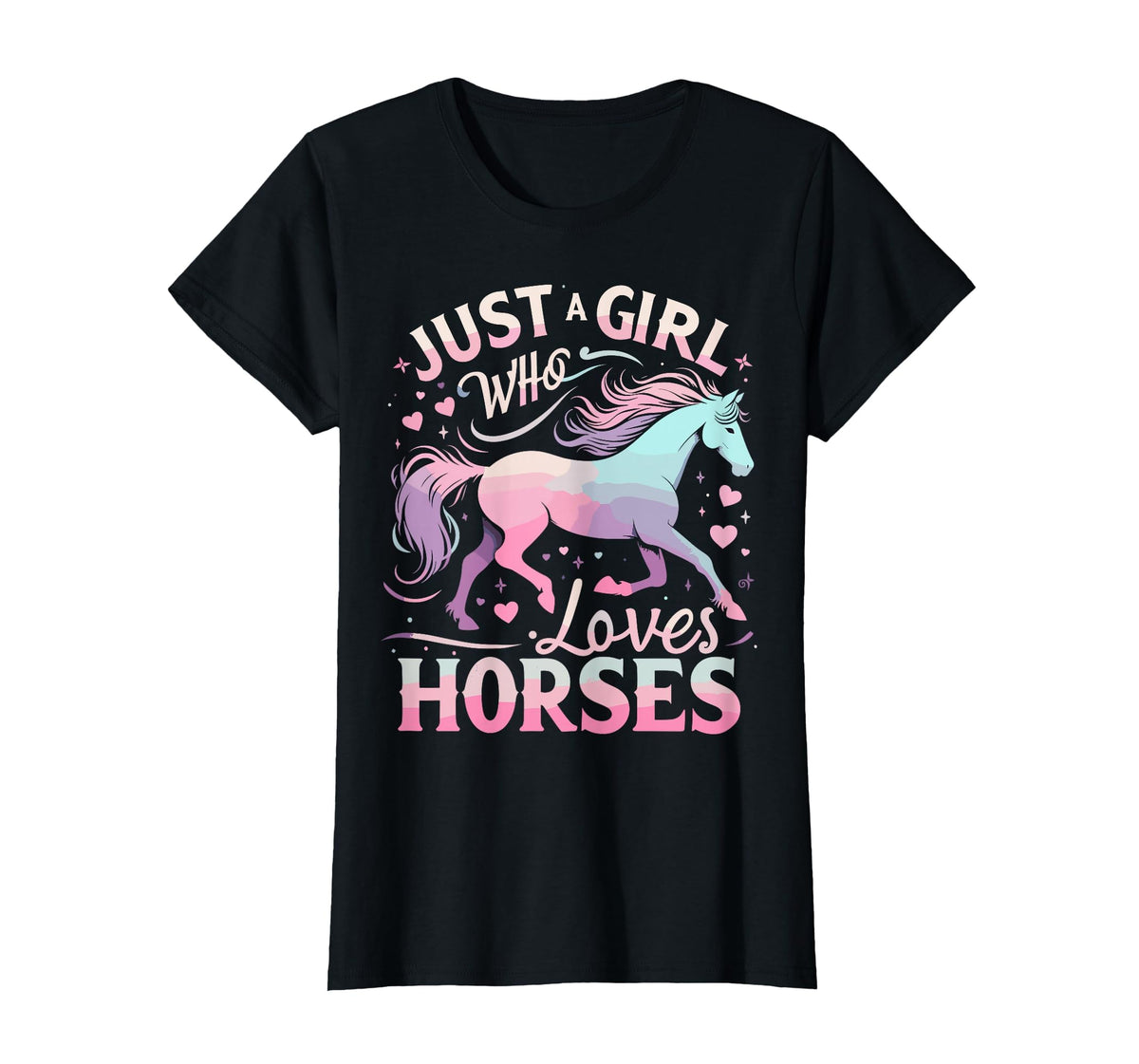 Funny Horse Lovers Just a Girl Who Loves Horses T-Shirt - Black