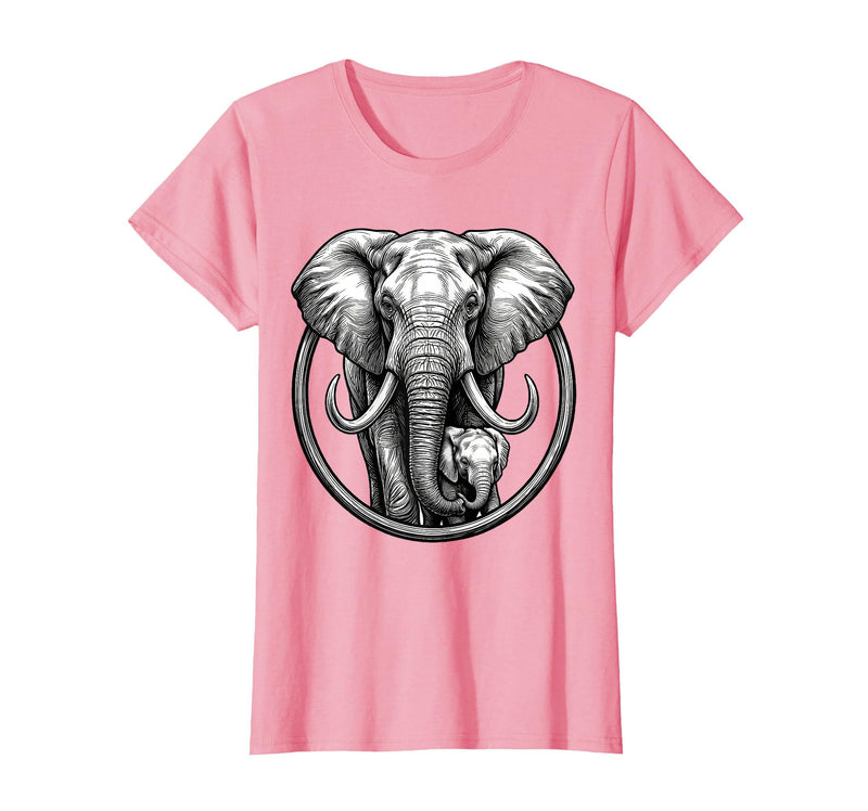Mademark Mama Elephant and Baby Graphic Tee T-Shirt - Women - Pink