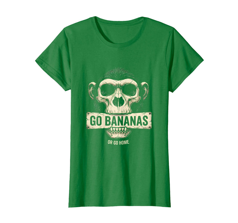 Mademark Go Bananas or Go Home Funny Monkey Design T-Shirt - Women - Kelly Green
