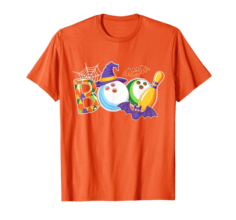 Bowling Boo Creepy Halloween Costume Pumpkin Bowling Lover T-Shirt - Orange