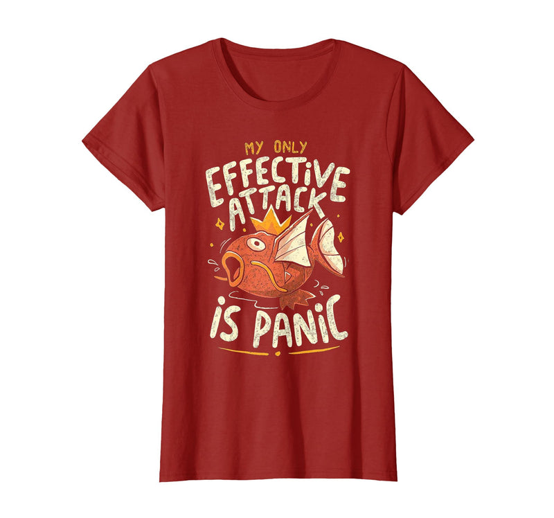 Funny My Only Effective Attack Is Panic Tee Shirt Fish My Only Effective Attack is Panic T-Shirt - Cranberry Red