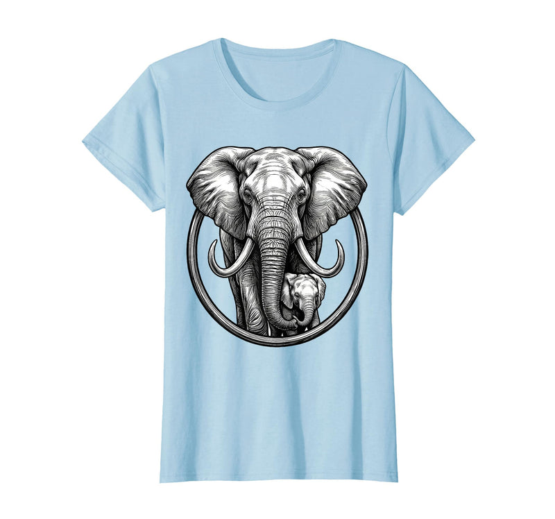 Mademark Mama Elephant and Baby Graphic Tee T-Shirt - Women - Baby Blue