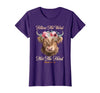 Christian Western Highland Cow Lovers Tees Follow The Word Not The Herd Christian Western Highland Cow T-Shirt - Purple
