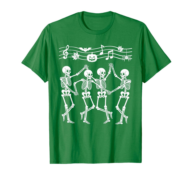 Dancing Skeletons Halloween Party Music Shirts Spooky Skeletons Symphony Halloween Dance Music Men Women T-Shirt - Kelly