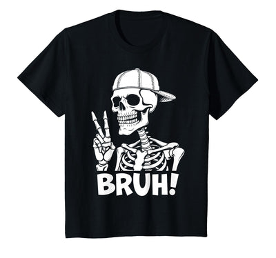 Skeleton Peace Sign Shirts For Men Women & Kids Bruh Skeleton Hand Peace Sign Halloween Skeleton Hand Sign T-Shirt