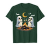 Halloween Tees and Spooky Ghosts Designs Ghosts Roasting Marshmallows Halloween Night Cute Novelty T-Shirt - Dark Green