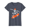 Funny Boys Kids Skeleton Skater Art Skateboarding Skeleton Riding Skateboard Halloween Skater T-Shirt - Heather Blue