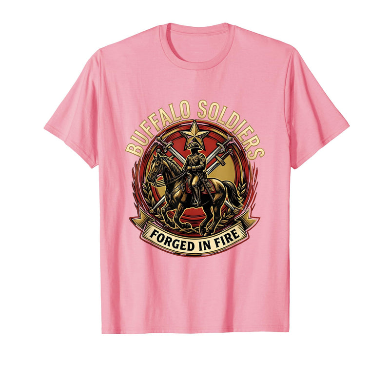 Mademark Buffalo Soldiers Forged in Fire Military Tribute T-Shirt - Pink