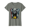 Mademark Funny Elephant Hiding Behind Tiny Tree T-Shirt - Women - Olive Heather