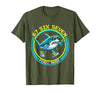 Mademark 67 Six Seven Pixel Mode Absurdist Shark Design T-Shirt - Olive Green