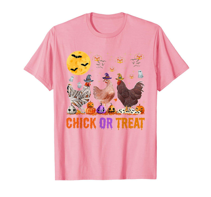 Autumn Pumpkin Chicken Halloween Chicken Farm Fall Halloween Chicken Pumpkin Chick Or Treat Spooky T-Shirt - Pink