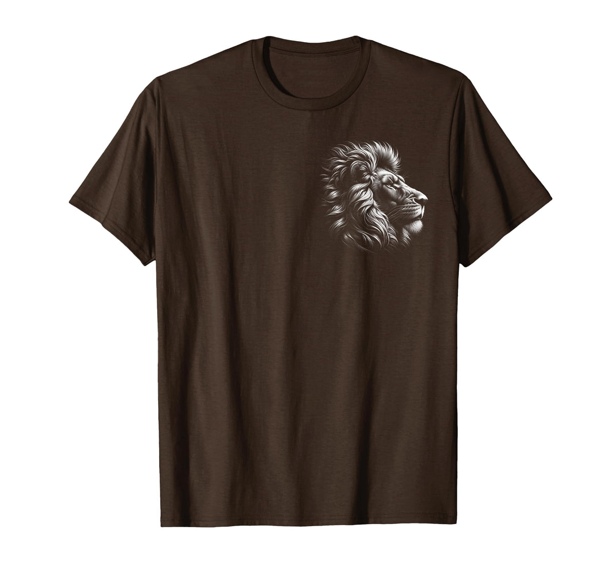 MyAnimal - Your Favourite Animal Wear Lion Head - Cool Portrait of a Proud Lion on Chest T-Shirt - Brown
