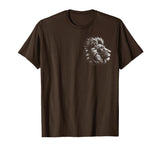 MyAnimal - Your Favourite Animal Wear Lion Head - Cool Portrait of a Proud Lion on Chest T-Shirt - Brown