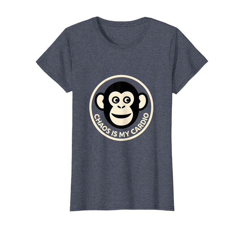 Mademark Chaos Is My Cardio Funny Monkey Design T-Shirt - Women - Heather Blue