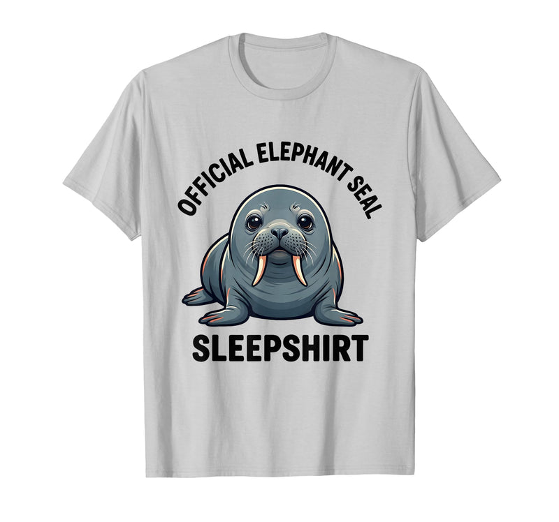Mademark Official Elephant Seal Sleepshirt Cute Animal Humor T-Shirt - Men - Silver Grey