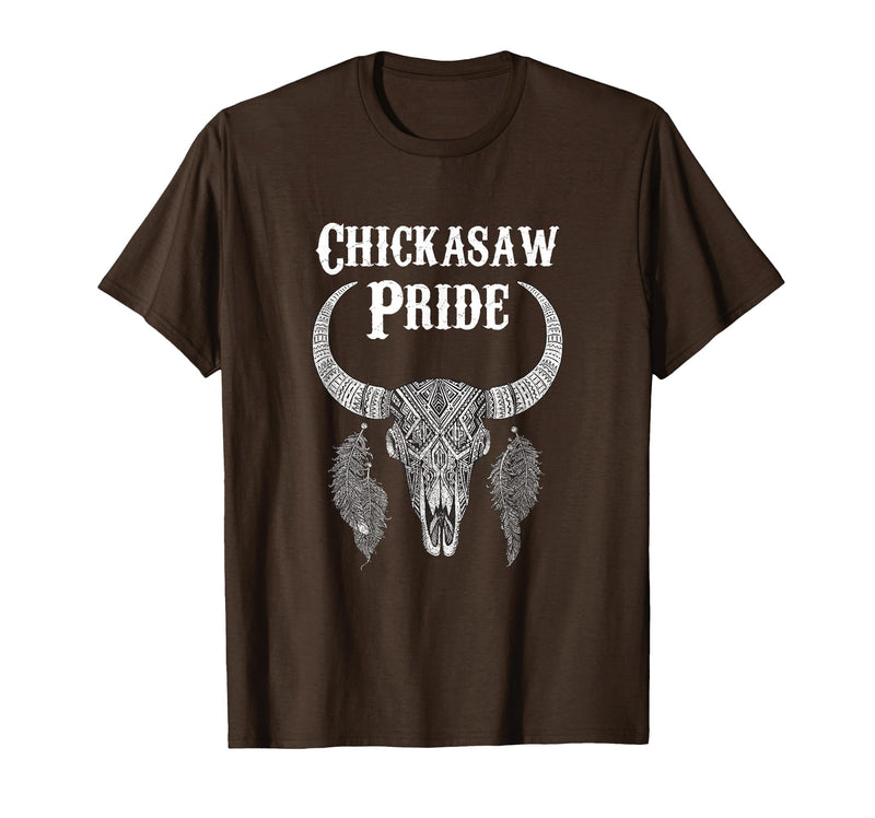 Chickasaw Pride Native American Nice Gifts Chickasaw Pride Tribe Native American Indian Buffalo T-Shirt - Brown