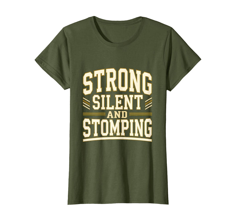 Mademark Strong Silent and Stomping Elephant Design T-Shirt - Women - Olive Green