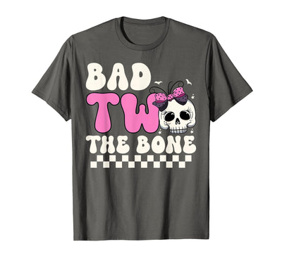 Halloween Spooky Season Birthday Kids Outfit Bad Two The Bone 2nd Birthday Girls Spooky Birthday T-Shirt