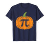 Halloween Tees Women Men Kids Pumpkin Pi Symbol Funny Math Nerd Spooky Halloween Pi Day T-Shirt - Navy Blue