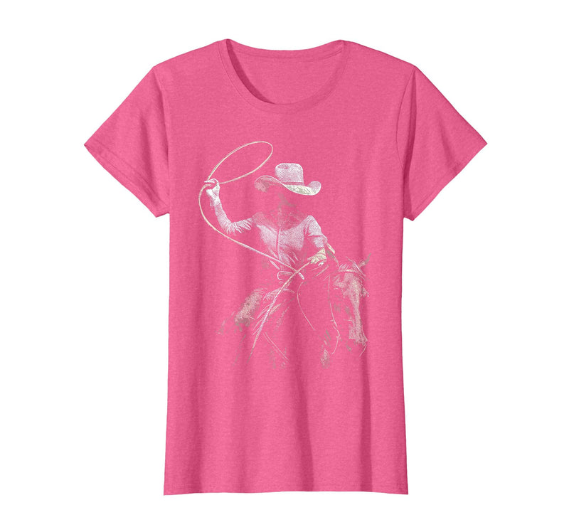 Cowgirl Western Rodeo Rodeo Cowgirl Western Horse T-Shirt - Pink Heather