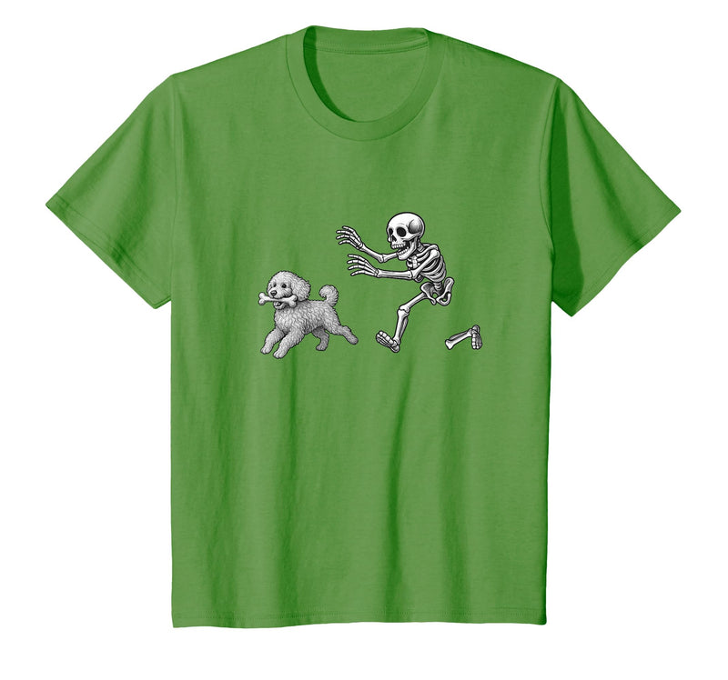 Funny Halloween Dog Lovers Gift Tees Skeleton Dogs Funny Skeleton Chasing Goldendoodle Dog Halloween Dogs Lover T-Shirt -