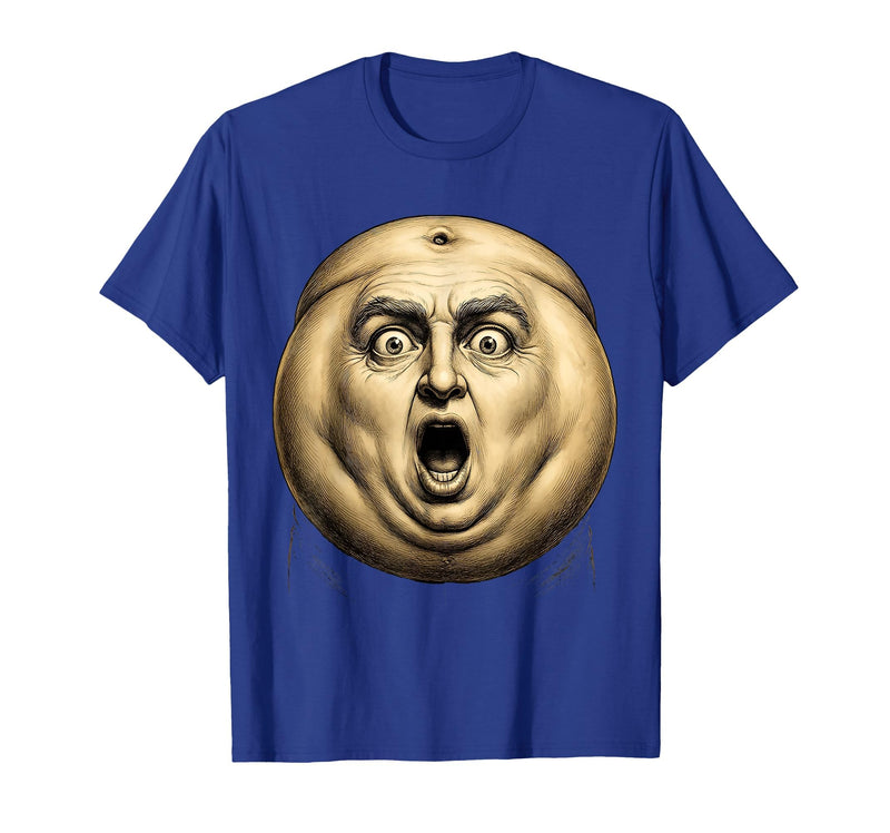 Mademark Belly Button Surprised Cartoon Face Funny Graphic T-Shirt - Men - Royal Blue