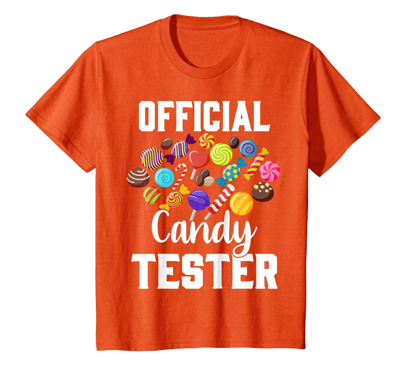 Candy Tester Sweets Lover Gifts & Apparel Official Candy Tester Halloween Costume Boys Girls Kids T-Shirt - Orange