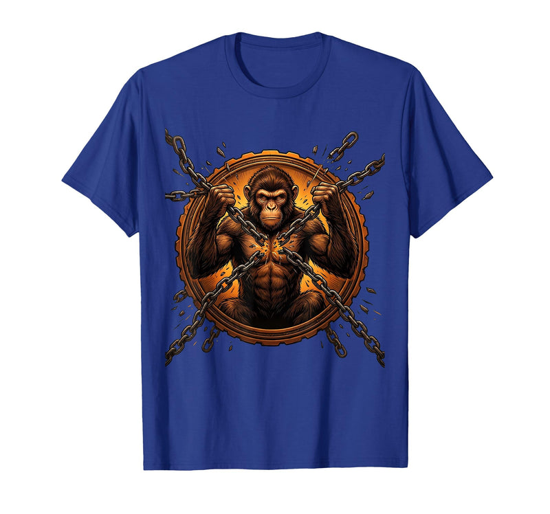 Mademark Monkey Breaking Chain Sobriety Freedom Graphic T-Shirt - Men - Royal Blue