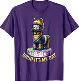 Bruh It's My Day Funny Llama Pinata Birthday Kids Party T-Shirt - Purple