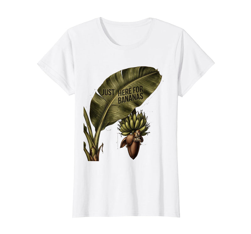 Mademark Just Here for Bananas Funny Monkey Design T-Shirt - Women - White
