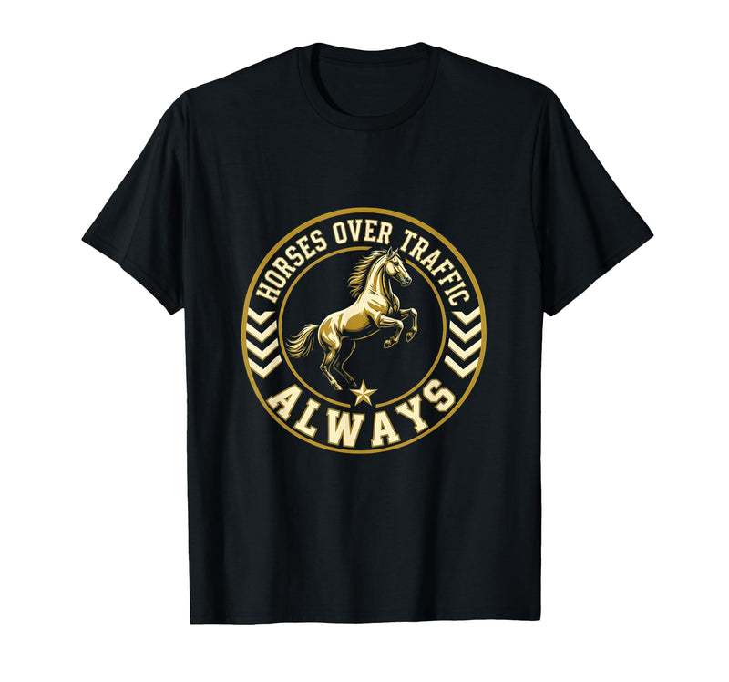 Mademark Horses Over Traffic Always Equestrian Design T-Shirt - Men - Black