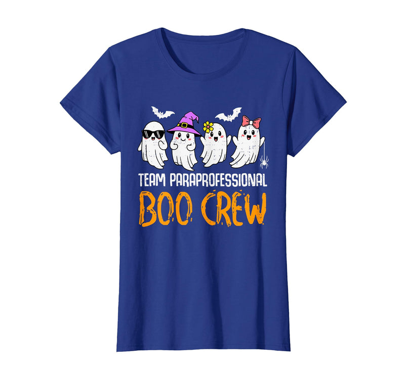 Halloween Tees for Women Men Kids Team Paraprofessional Boo Crew Ghost Halloween para Costume T-Shirt - Royal Blue
