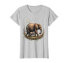 Mademark Elephant Mother and Calf Walking Together T-Shirt - Women - Silver Grey