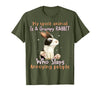 Cute Rabbit Lover Bunny Graphic T-Shirt (Dark Heather Grey) in Olive Green