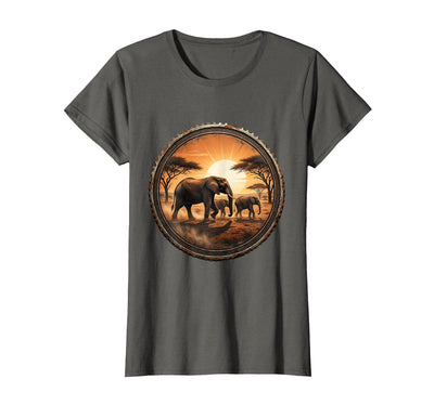 Mademark Elephant Herd Crossing Dusty Savanna Plain T-Shirt - Women