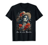 DIRHAME Dia De Los Muertos Mexican Sugar Skull Girl Halloween Dia De Los Muertos T-Shirt - Black